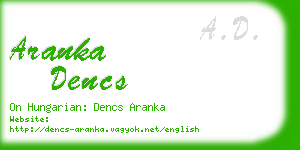 aranka dencs business card